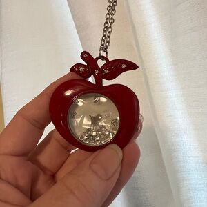 Red Apple Pendant Necklace with Clock by Bay Studio